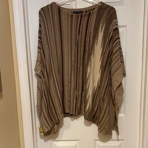 Ralph Lauren Women's Earthy Toned Striped Poncho